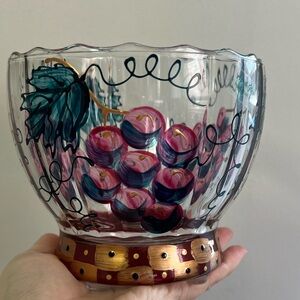 Vintage painted glass bowl April Glass unique gifts